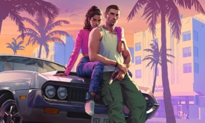 Jason y Lucia junto a un vehículo en Vice City, imagen oficial de GTA 6